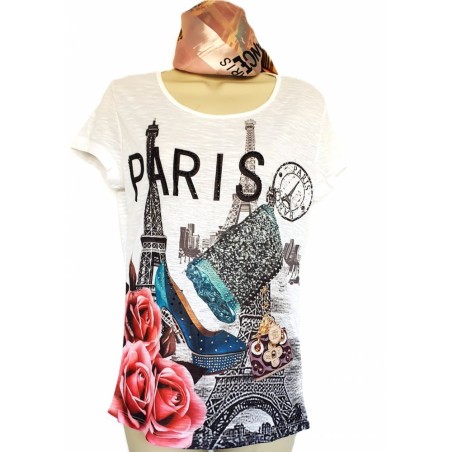 T-shirt Paris "Les roses et les strass"