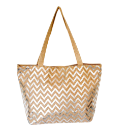 Sac de plage en toile de jute imprimé zigzag Argent
