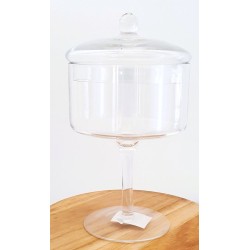 Bonbonnière en verre sur pied