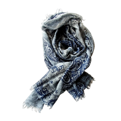 Foulard imprimé gris bleu...