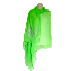 Foulard vert avec motifs d’ailes en strass argenté