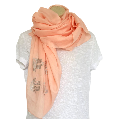 Foulard Saumon avec motifs 4 Mains de Fatma
