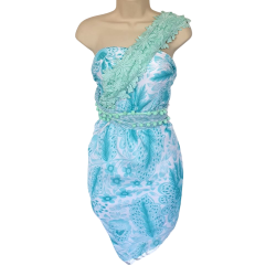 Foulard Tons vert amande et blanc motifs Fleurs By Saida