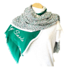 Foulard Ton Vert motifs Fleurs et Léopard  By Saida