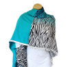 Foulard Ton Turquoise motifs Leopard et Zebre  By Saida