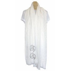 Foulard Blanc 4 Symboles de Paix en Strass