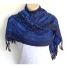 Écharpe Bleue et noire motifs Léopard & Géométriques