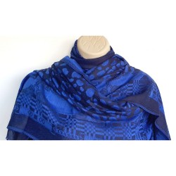 Écharpe Bleue et noire motifs Léopard & Géométriques