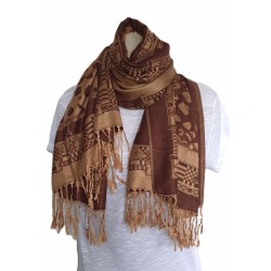 Écharpe Marron/Ocre motifs...