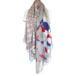 Foulard gris étoiles ballons et pied de poule By Shanna