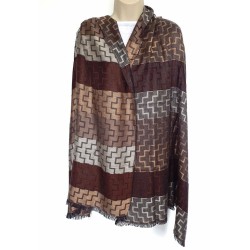 Écharpe Tons marron, ocre et gris Motif Géométrique