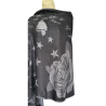Écharpe anthracite motifs Papillons, Fleurs et Toiles