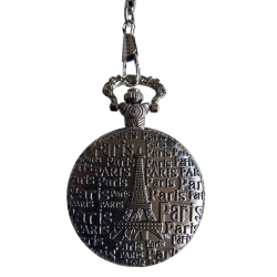 Montre à gousset Noire avec couvercle ajouré 3 Monuments de Paris