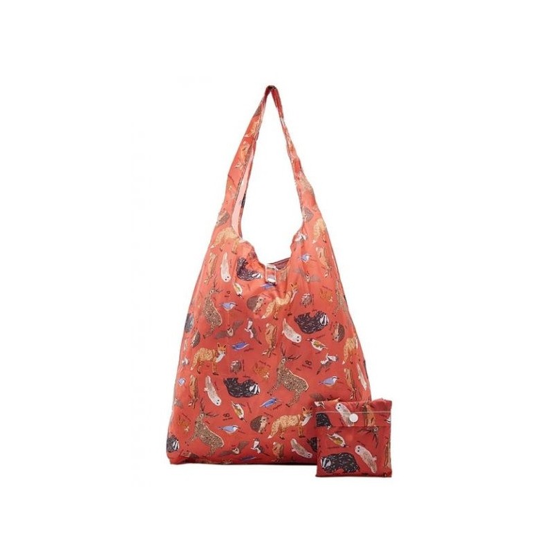 Sac cabas pliable rouge Animaux de la foret – Eco Chic
