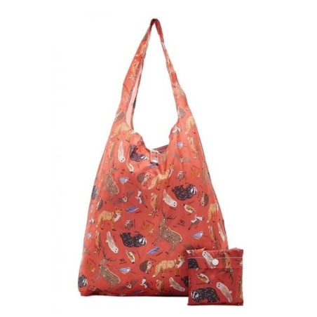 Sac cabas pliable rouge Animaux de la foret – Eco Chic