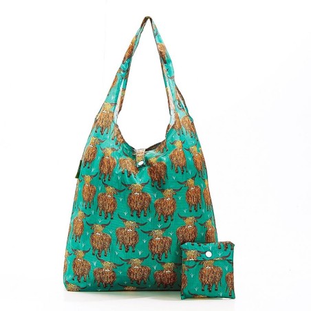 Sac cabas pliable vert "Vaches Highlands " – Eco Chic