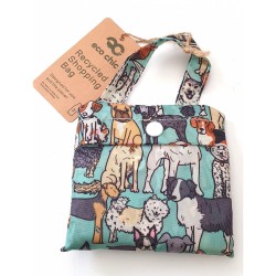 Sac cabas pliable vert "Chiens" – Eco Chic
