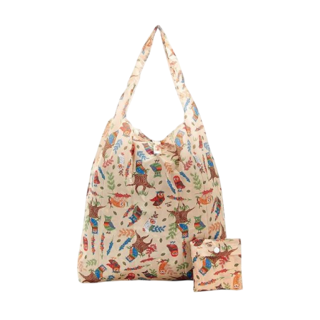 Sac cabas pliable beige "Hiboux" – Eco Chic