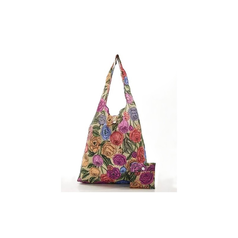 Sac cabas pliable vert "Pivoines" – Eco Chic