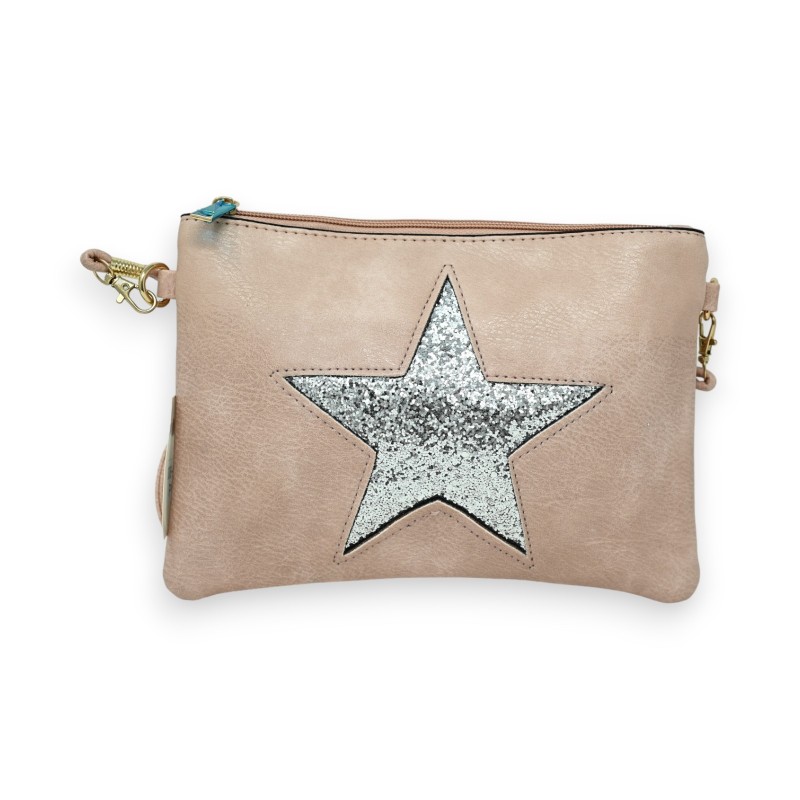 Pochette beige avec étoile pailletée