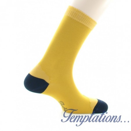 CHAUSSETTES HOMME SOIE TOURNESOL BLEU - BERTHE AUX GRANDS PIEDS