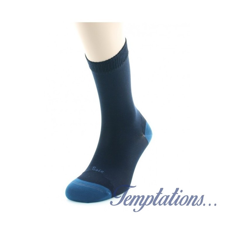 CHAUSSETTES HOMME SOIE BLEU - BERTHE AUX GRANDS PIEDS BABOS.6