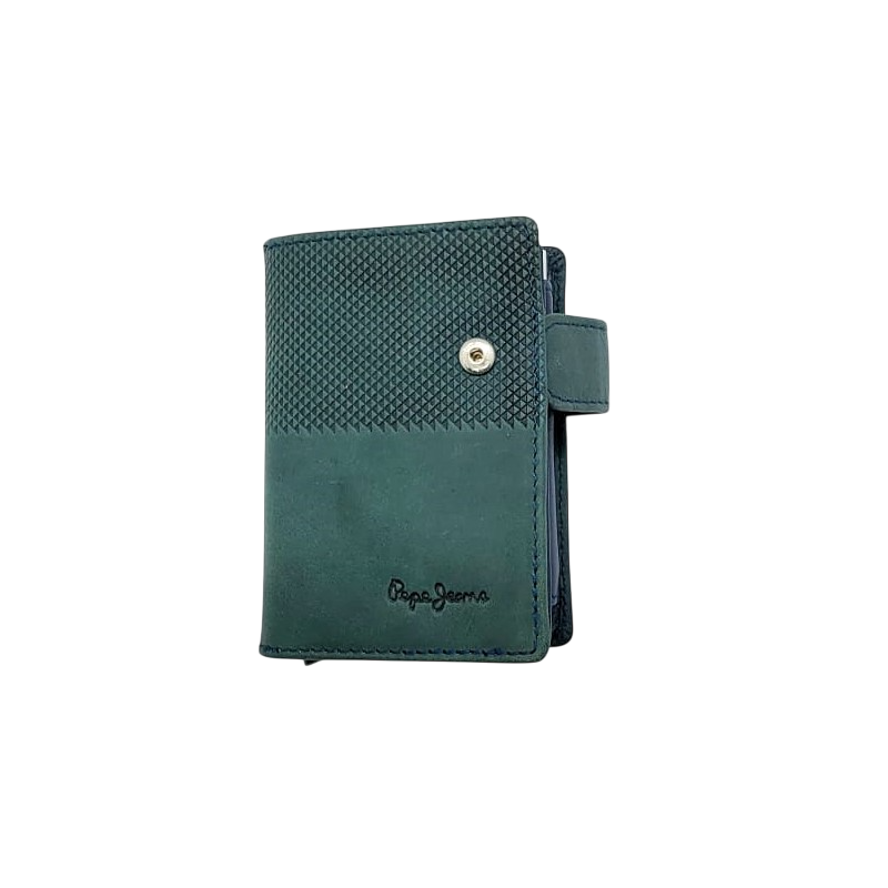 Porte-cartes Vert vertical en cuir Half - Pepe Jeans