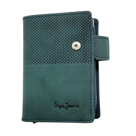 Porte-cartes Vert vertical en cuir Half - Pepe Jeans