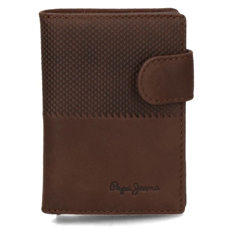 Porte-cartes marron vertical en cuir Half - Pepe Jeans