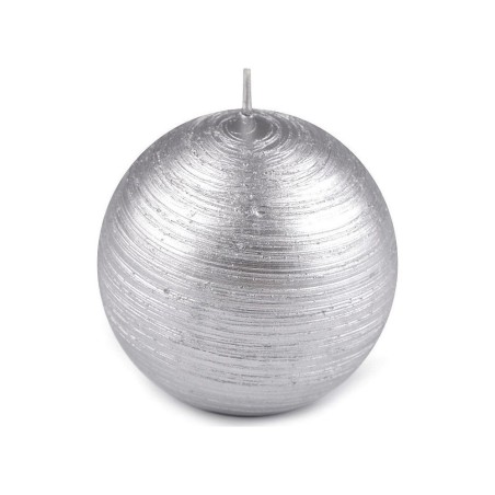 Bougie Boule 10 cm soie Argent - point à la Ligne