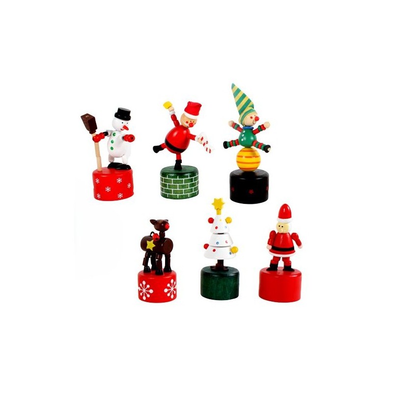 Figurine poussoir de Noël en bois
