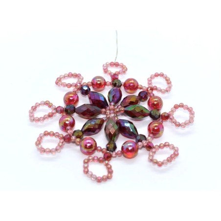 Flocon de neige rose en perle décor de noël