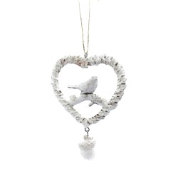 Cœur avec oiseau Suspension de noël - Dekoratief