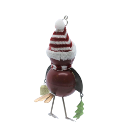 Décoration de noël à ressort Oiseau avec bonnet