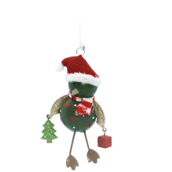 Décoration de noël à ressort Oiseau avec bonnet