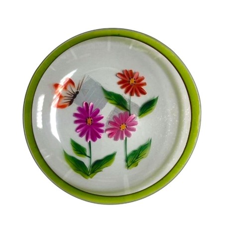 Soucoupe en verre Support bougie Fleurs et papillon - Village Candles
