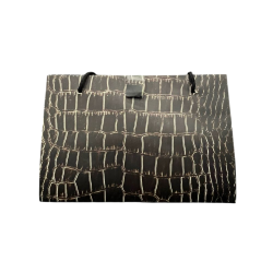 Sac cadeau origami imitation cuir crocodile – Marron