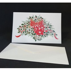 Carte double de noël "Couronne et Nœud Rouge" - Rossi