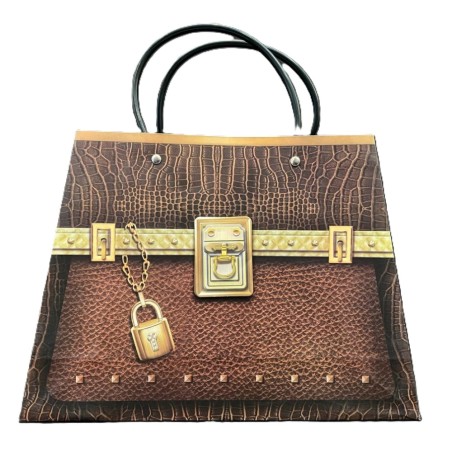 Sac Cadeau Imitation Croco avec Détails Dorés