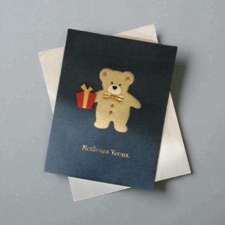 Carte de Noël avec Ourson Meilleur Vœux