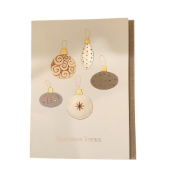 Carte double de Noël Meilleurs Vœux «Boules de Noël»