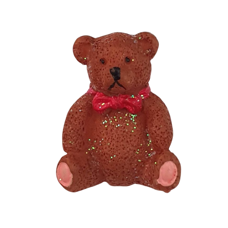 Bouton JHB - Ours avec un nœud rouge