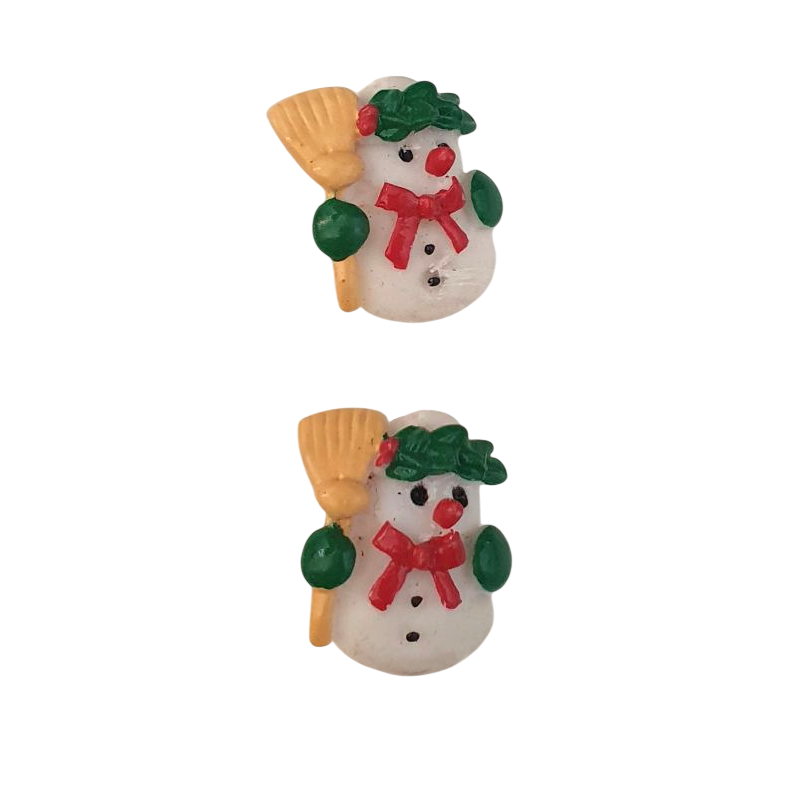 2 Boutons Bonhomme de neige avec balai et couronne - DMC