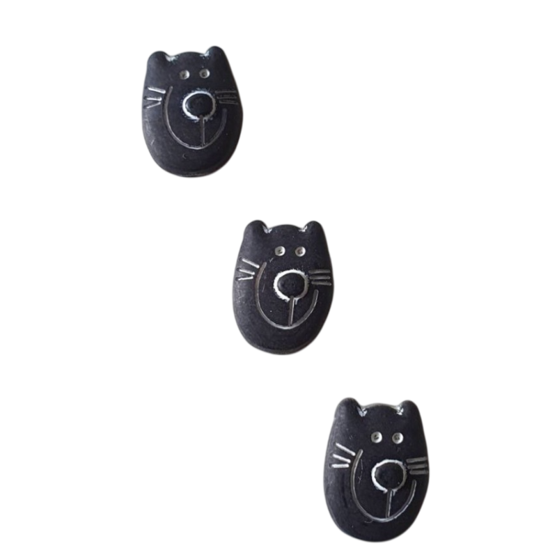 Bouton Tête de chat noir