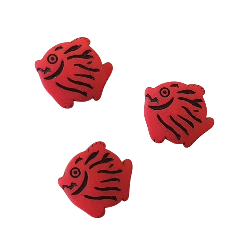 Bouton JHB - Poissons rouge x 3