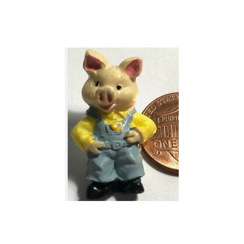 Bouton JHB "Cochon en salopette bleue"