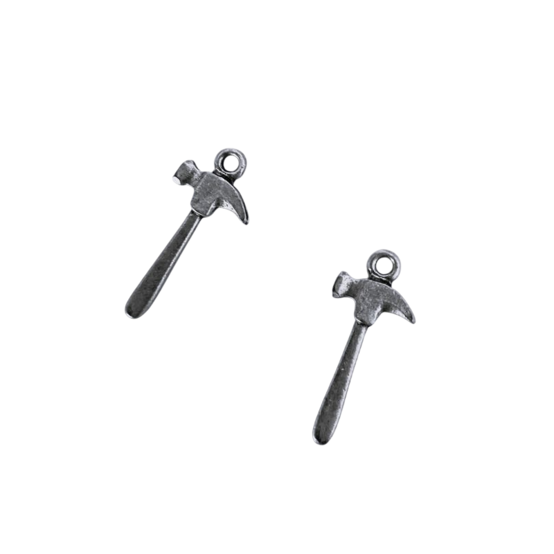 2 Boutons en métal JHB - "Marteaux" couleur argent