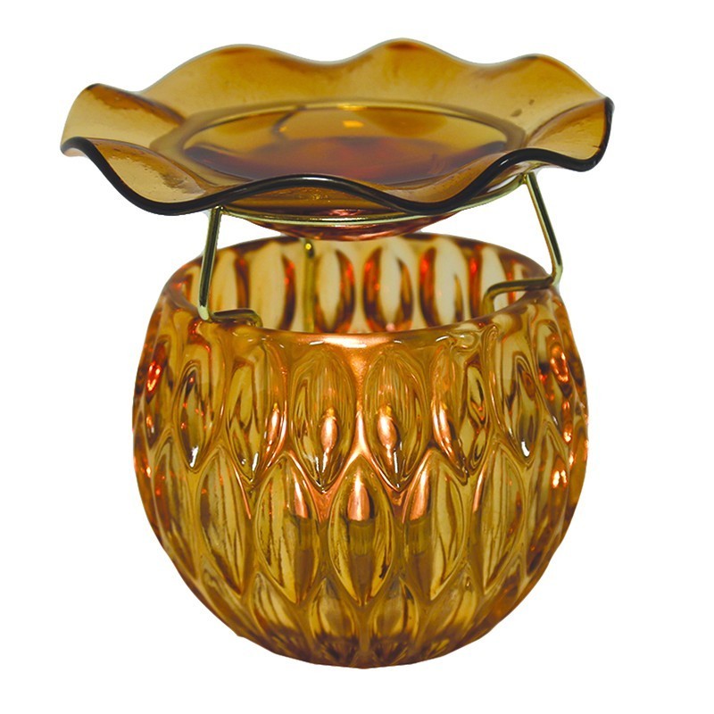 Brûle-parfum Boule en verre ambre - Village Candle