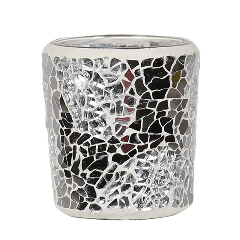 Photophore Mosaïque argent et miroir  - Village Candle