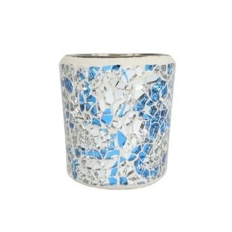 Photophore Mosaïque bleue et argent - Village Candle